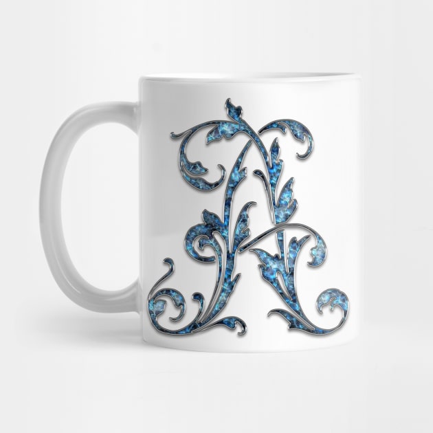 Ornate Blue Silver Letter A by skycloudpics